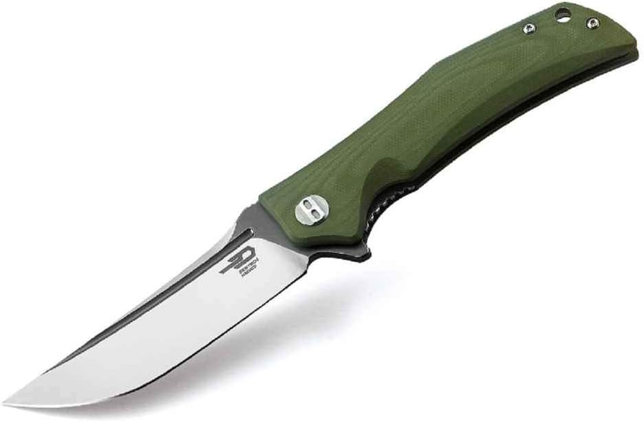 Bestech Knife BG05B Folder 3.75 in Plain Blade G10 Handle Hunting-Folding-Knives, Green