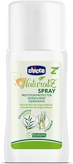 Chicco NaturalZ Spray Protector Infantil, 100 ml, Protección Natural durante el Verano, Con Limoncillo y Eucalipto, Protección Diurna y Nocturna