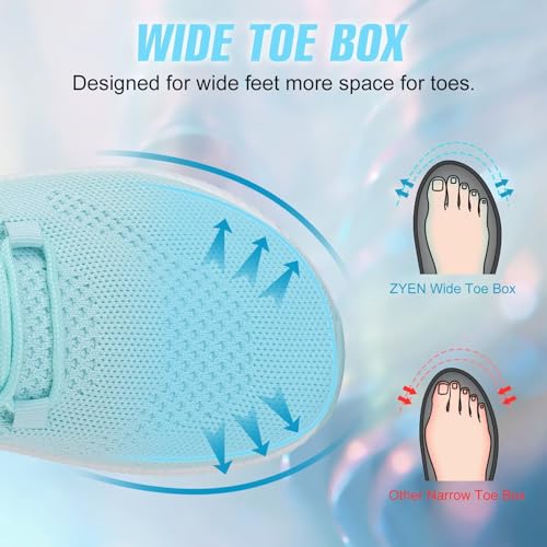Image of ZYEN Wide Toe Box Shoes Women Non-Slip Ultra Light Running Sneakers Extra Wide Feet Arch Support Walking Shoes Tennis Diabetes Breathable Gym Workouts 6-12