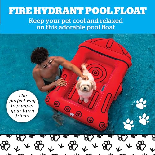 BigMouth Inc. Pool Float for Dogs, Durable Inflatable Vinyl Raft for Small to Medium Sized Dogs - Fire Hydrant
