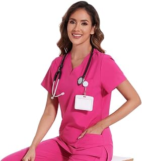 COZYFIT Scrub Tops for Woman - Soft Stretch, V-Neck Top Scrubs with 3 Pockets, Easy Care for Women