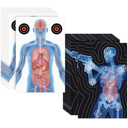 Hollowfly 50 Pack 23 x 35 Inch Shooting Range Targets Paper Shooting Targets Human Silhouette Targeting X-Ray Skeleton Designs Anatomical for Practice
