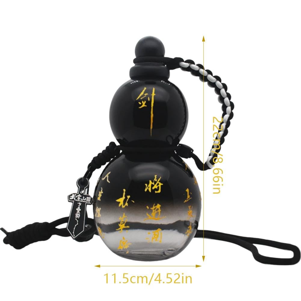 Thermosbecher, Kürbis-Wasserflasche, Kürbis-Sport-Wasserflasche, Reise-Wasserflasche, im chinesischen Retro-Stil(Style C)