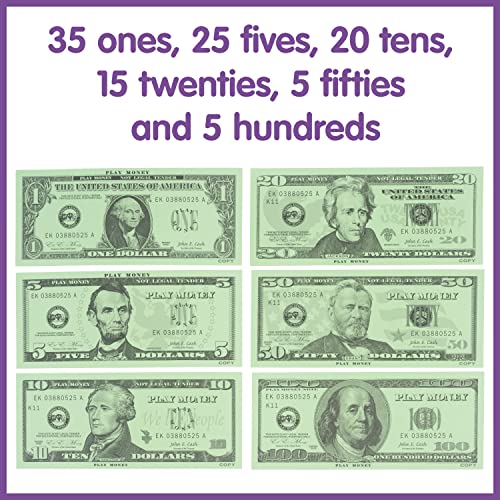 image for LEARNING ADVANTAGE Play Money Set - Bills & Coins - 100 Bills - 94 Coi