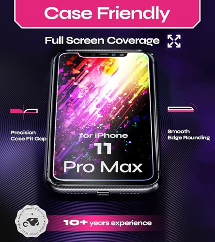 Image of Defenslim Screen Protector for iPhone 11 Pro Max (2Pack), Easy Auto-Align Install Kit, 6.5 inch Tempered Glass, 9H Hardness, Ultra HD Clear, Case Friendly, EasyShield