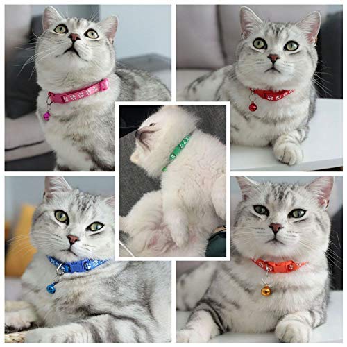12Pcs Cat Collar With Bell, Plastic Buckle Clasp Nylon Rings Neck For Cat, 12 #TOP6