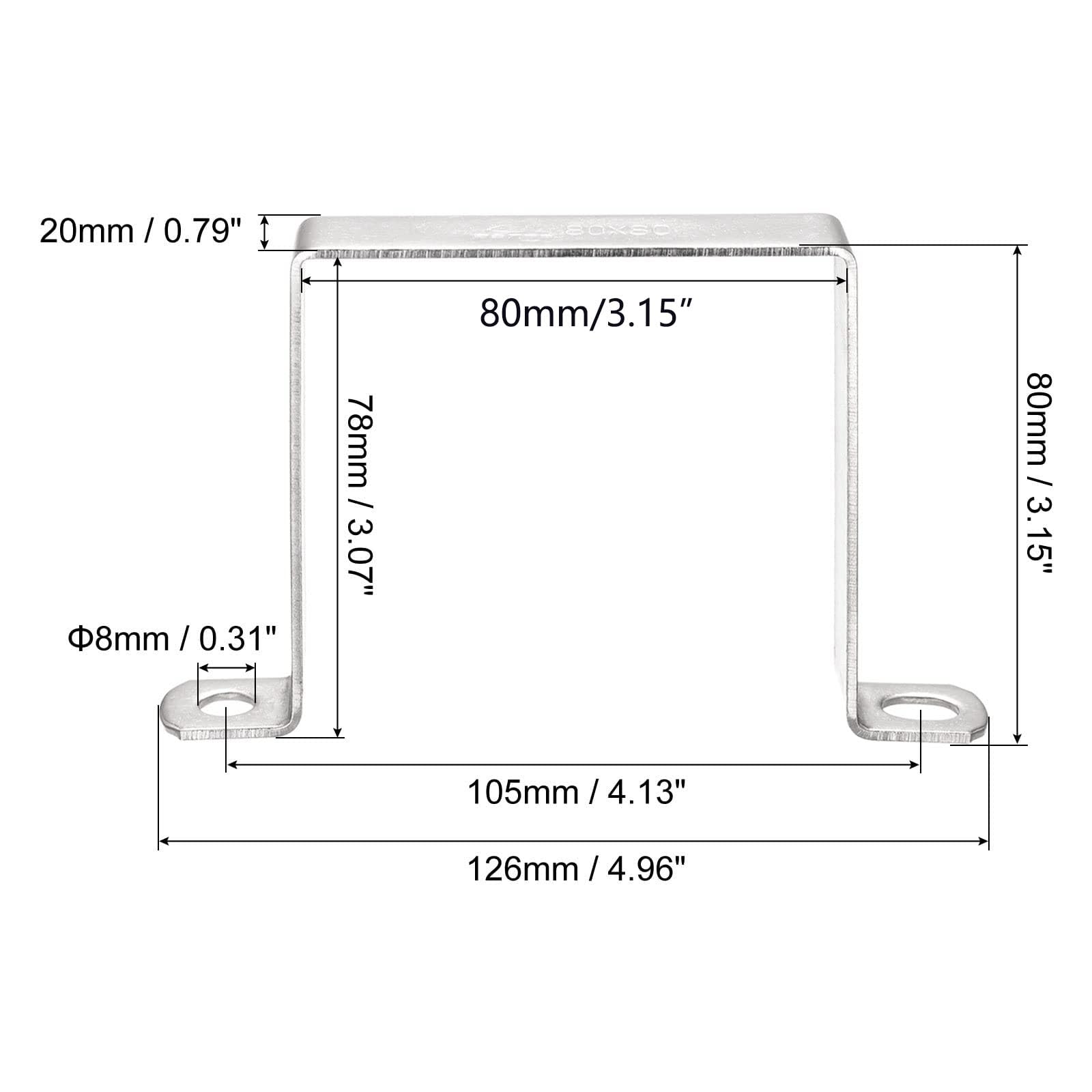 TA-VIGOR 2Pcs U Shaped Connector Bracket, 80mm x 80mm Stainless Steel Bracket Stainless Steel Pipe Clamp - Image 2