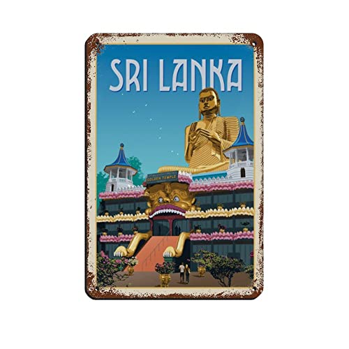 AZOLID Plaque en métal humoristique Sri Lanka pour voyage, bar, café, maison, décoration murale, cadeau, extérieur et intérieur, 14 x 20 cm