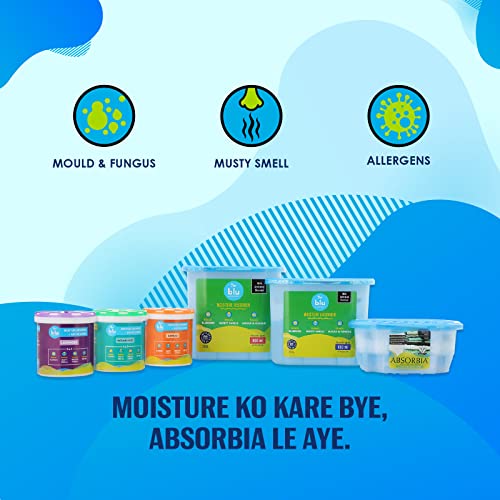 Image of BLU by Absorbia | Moisture Absorber with Activated Charcoal| Pack of 12 (720ml Each) 800ML Absorption Capacity | Dehumidier for Wardrobe Closets|
