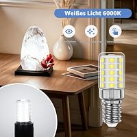 A.bigwhale E14 LED Lampe Kühlschranklampe, 2er Pack E14 LED Leuchtmittel 3W Ersatz 30W Halogenlampen, 480LM Kaltweiß Glühbirne 6000K für Kühlschrank Nähmaschine Tischlampe, 360° Abstrahlwinkel – Ansicht 6