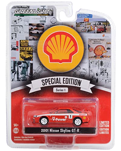 2001 Skyline GT-R (R34) Rojo con Rayas Blancas Escala 1:64