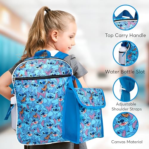 Image of Disney Lilo and Stitch Backpack for Kids, 16 Inch School Bookbag with Lunch Box, Reusable Water Bottle and Keychain, Use for Back to School Bag Pack, Lilo & Stitch Gifts for Girls and Boys
