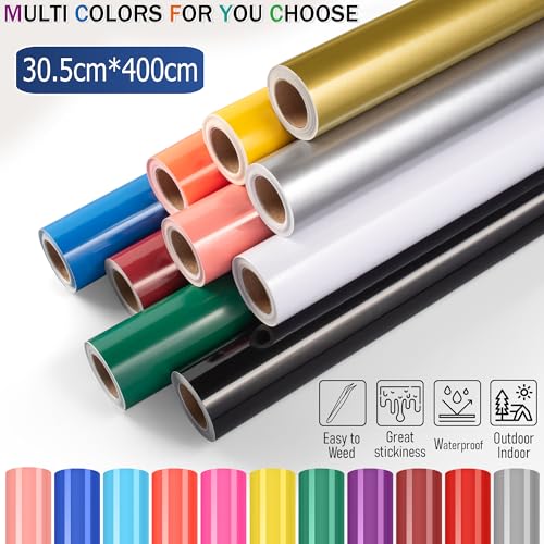 Image of YAFLC Self Adhesive Permanent Vinyl White, 12 inch x13ft Permanent Vinyl for All Cutting Machine, Self Adhesive Film Roll Stickers for Car Decal, Decorations, DIY Mugs