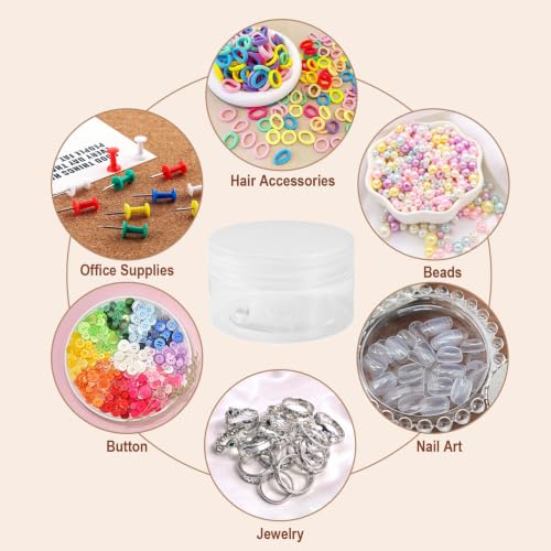Image of FASHEWELRY 16Pcs Diamond Painting Jars 2.8x1.5 inch Plastic Bead Storage Tubes Flat Round Small Screw Cap Containers for Seed Beads 5D Embroidery Diamond Drill Nail Art And Glitter Crafts Sewing