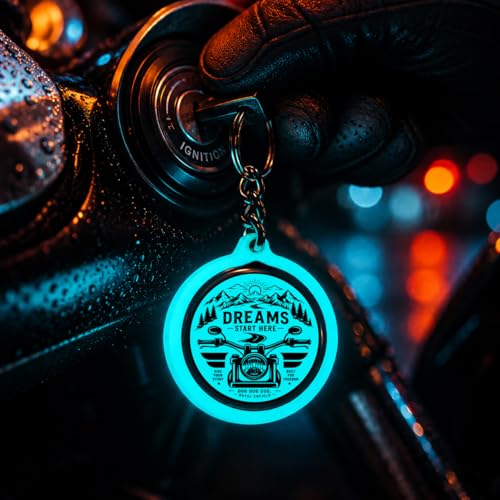 Image of Mi Glow Store Glow in Dark Keychain for Bike Men | Gift for Man | Bike Accessories | Charges in Light Glows in Dark | Key chain for Bike