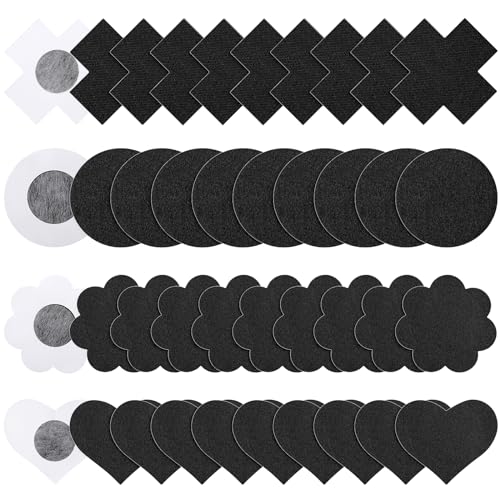 80Pcs Disposable Breast Covers, 4 Styles Nipple Covers Pasties Self-Adhesive Bra Pad, No Show Satin Breast Petals Stickers