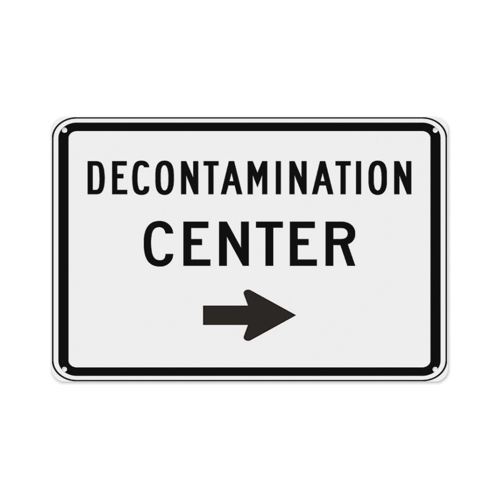 Peiyeety A10 Decontamination Center (Right Arrow) Sign Aluminum Tin Warning Signs For Home Outdoor Garden 12X16 Inches