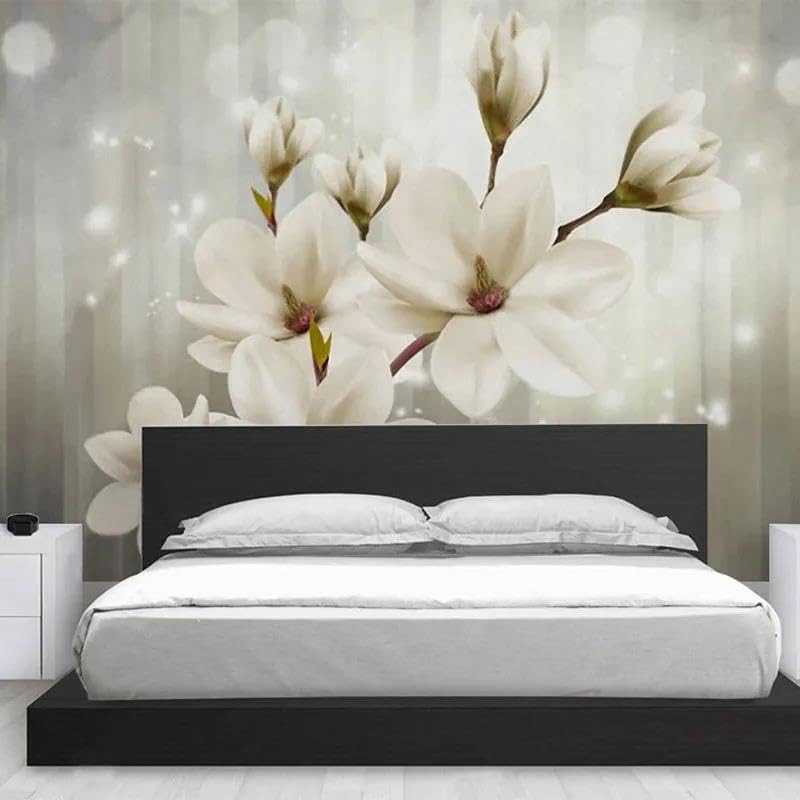 Revêtement mural floral 3D ILIYA en tissu non tissé premium pour salon et chambre
