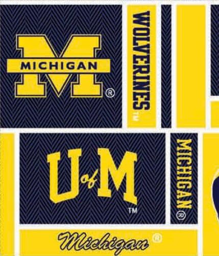 UNIVERSITY OF MICHIGAN COTTON FABRIC-100% COTTON MICHIGAN WOLVERINES COTTON FABRIC SOLD BY THE YARD