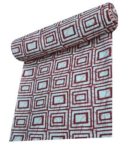 Image of 2 Meter Hand Block Indian Cotton Unstitched Jaipuri Handmade Digital Printed Fabric Material for Women Kurta /Blouse /Palazzos /Piece Material for Women's (Mehroon)
