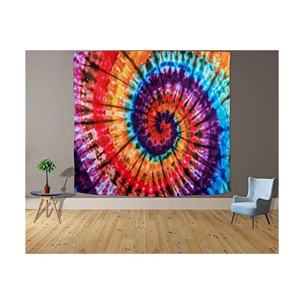 SOJUPEAN Wall Tapestry for Bedroom Aesthetic Indian Hppie Bohemian Psychedelic Rainbow Trippy Tie Dye Wall Hanging Art Boho Tapestries Home Decor for Living Room Backdrop Dorm