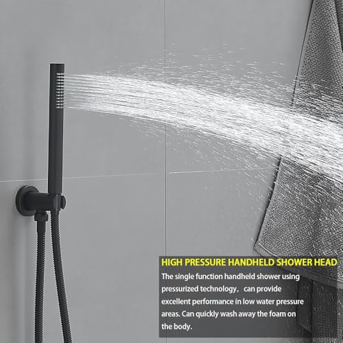 Kit de Ducha con Grifería, Sistema de Ducha en Negro Mate con Cabezal de Techo Redondo de 10 Pulgadas y Cabezal de Ducha de Pared de 6 Pulgadas miniatura 5
