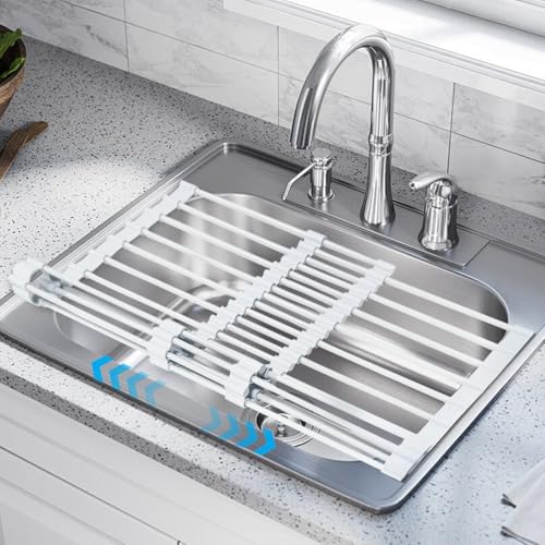 GGXINGYI Silicone Dish Drying Rack Roll Up Over The Sink Expandable(13.98