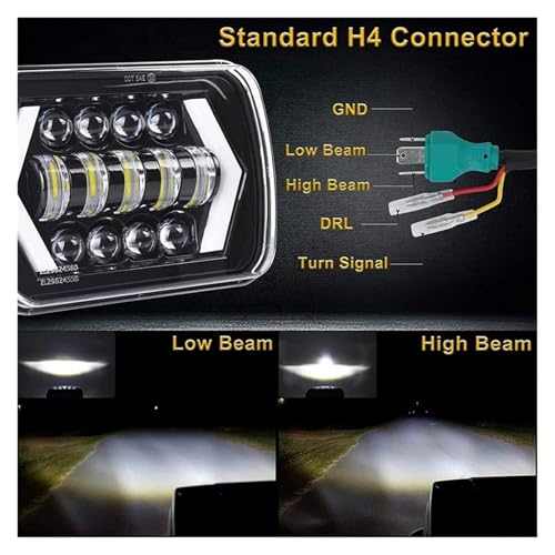 Feux LED carrés H4 antibrouillard GMC Savana éclairage double faisceau - 7