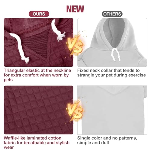Image of BEAUTYZOO Dog Hoodies Sweater for Large Dogs,Waffle‑Like Laminated Pet Coat | Warm Dog Sweatshirt with Pocket & Leash Hole,Pullover Clothes for Girl Boy Dogs,Stretchy & Easy‑On‑Off,Labrador & Great Danes
