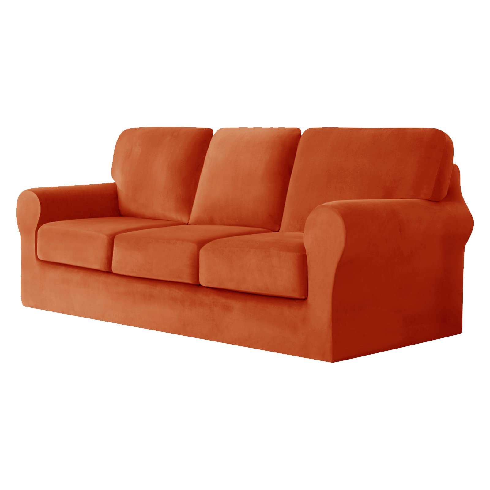 SYLC Sofa Cover with Separate Seat Cushions and Backrests Stretch Velvet Sofa Slipcover Couch Covers Furniture Protector Split Combined (Orange,Large 3-Seat Set 7 PCS) โ image 1