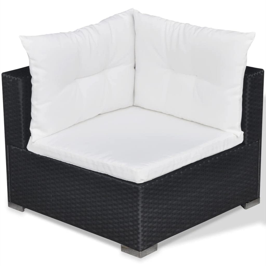 vidaXL Set de Muebles de jardín 5 pzas y Cojines ratán sintético Negro, sofá de Exterior, Conjunto de Muebles de Exterior, Conjunto de Muebles