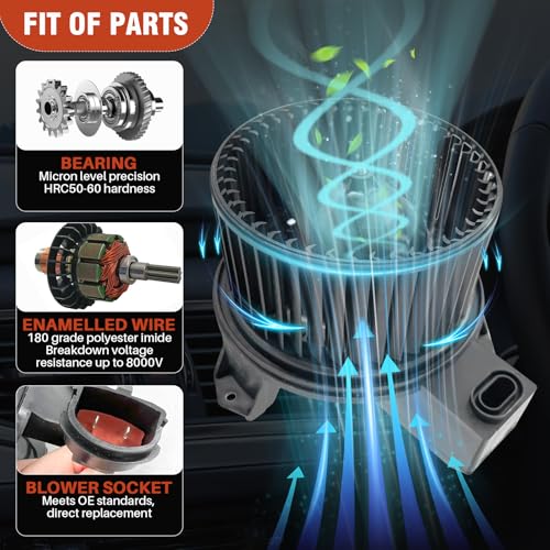 Image of AC Heater Blower Motor with Fan 700185 Fit for Ford Mustang 2005 2006 2007 2008 2009, Blower Motor Replaces for 4R3Z19805AA, 4R3Z19834BA, 5R3Z19805A, FO3126128