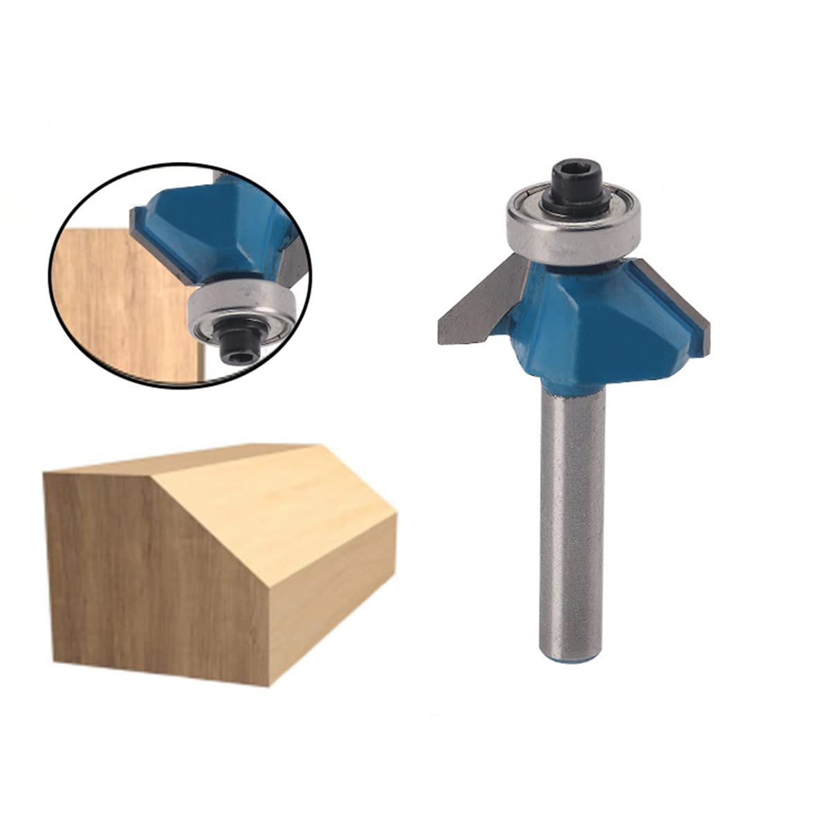 Unifizz Chamfer Router Bit 45 Degree Bevel Edging Cutter Bit 1/4" Shank 3/4" Bevel Length Forming Router Bit Cutting Bit for Carpentry Woodworking Cutter Tool, Blue 1 PCS