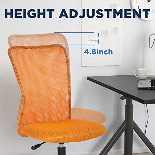 Home Office Chair Mid Back Mesh Desk Chair Armless Computer Chair Ergonomic Task Rolling Swivel Chair Back Support Adjustable Modern Chair With Lumbar Support,Orange #TOP3