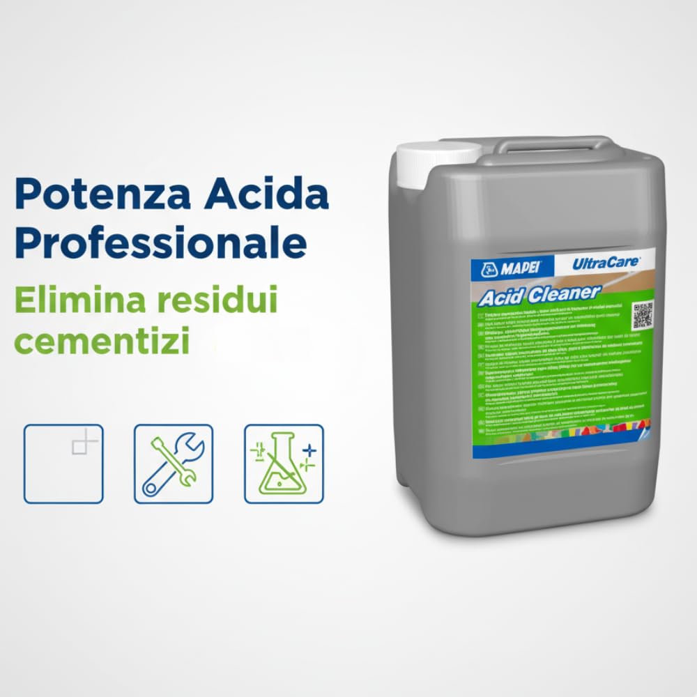 MAPEI UltraCare Acid Cleaner, Detergente Concentrato per Superfici, Rimuove calcare, ruggine ed efflorescenze, 5 Litri (2)