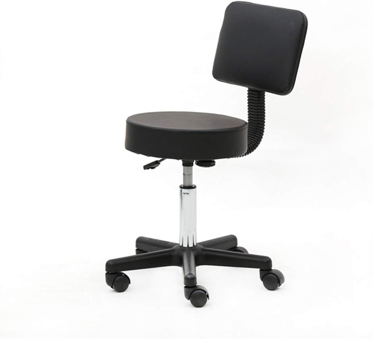 Round Shape Plastic Adjustable Salon Stool with Back Black Kitchen Pub-Height Barstool for Bar or Counter MITPATY