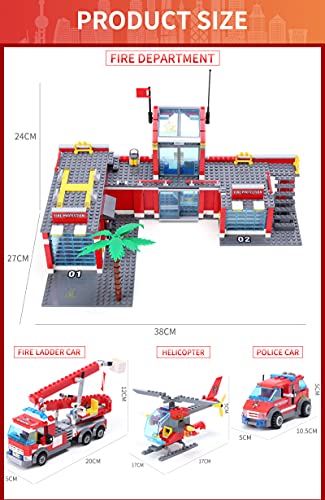 Pidepcos LEGO 774 PCS Feuerwehrwagen Auto Hubschrauber Boot Bausteine Stadt Feuerwehr Figuren Spielzeug Feuerfahrzeug… – Bild 7