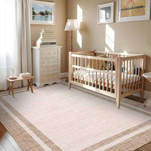 Tapete Garvee lavable 6x9 beige miniatura 3