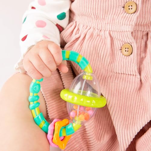 Image of Bright Starts Grab & Spin Baby Rattle & BPA-Free Teether Toy, Ages 3 Months+ 1 Count (Pack of 2)