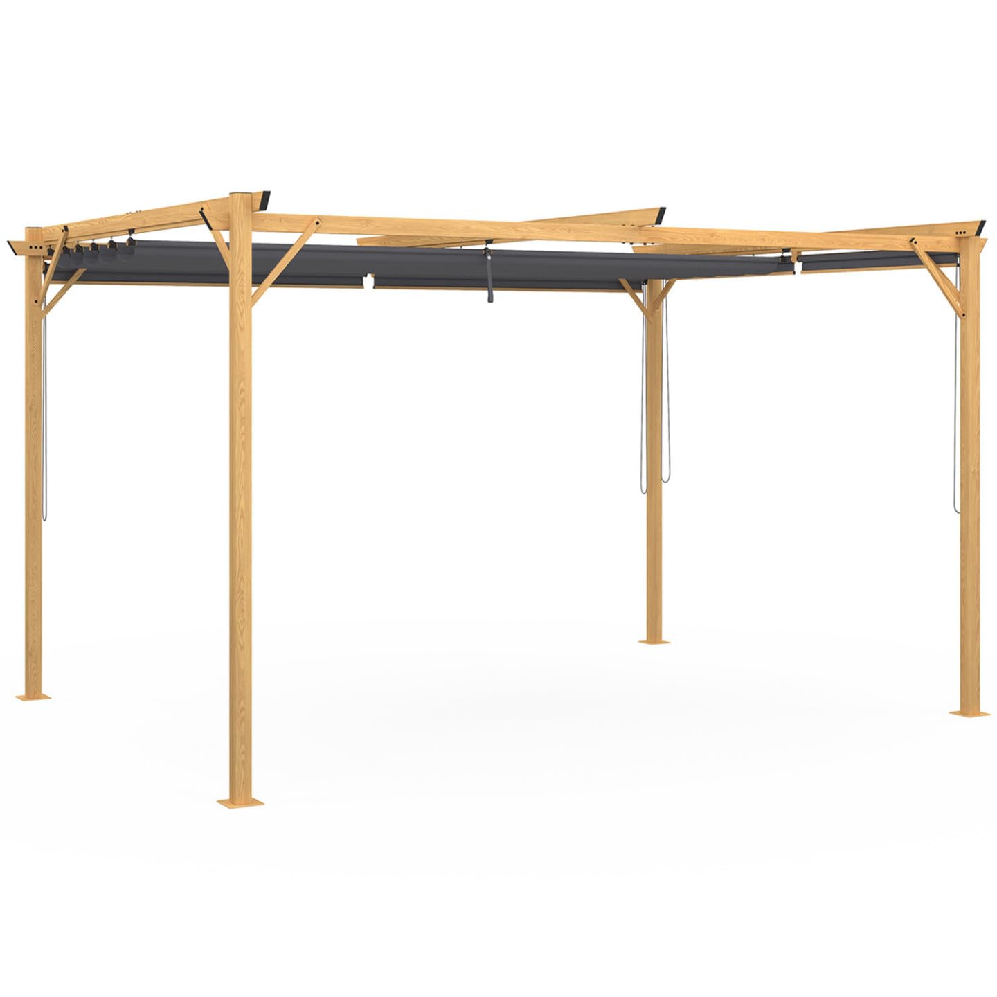 IDMarket - Pergola Effet Bois Toit rétractable 3x4 M et 4 Stores