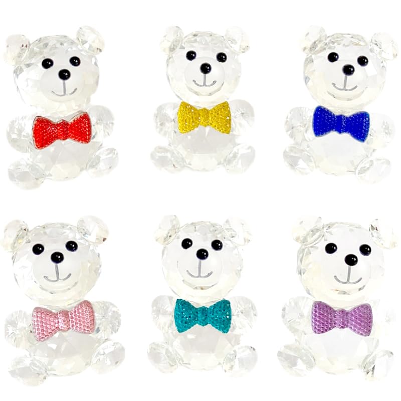 QIJIAYU Transparent white crystal bear desktop crafts ornaments counter accessories car ornaments (Color : Silver)