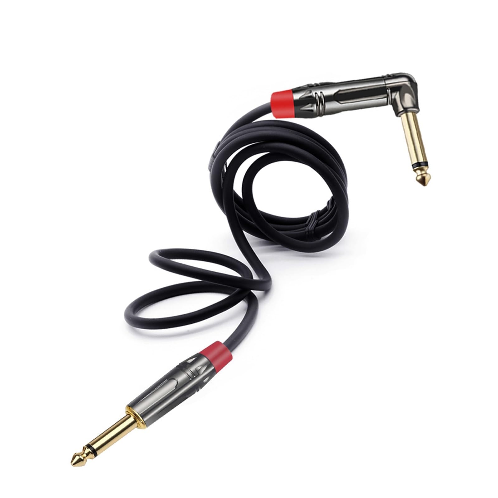 Câble mono mâle de 6,35 mm à angle droit, câble mâle de 6,35 mm, prise de microphone en bronze de luxe, ensemble de connecteurs de haut-parleur, 1 pièce (rouge rouge, 5 m)