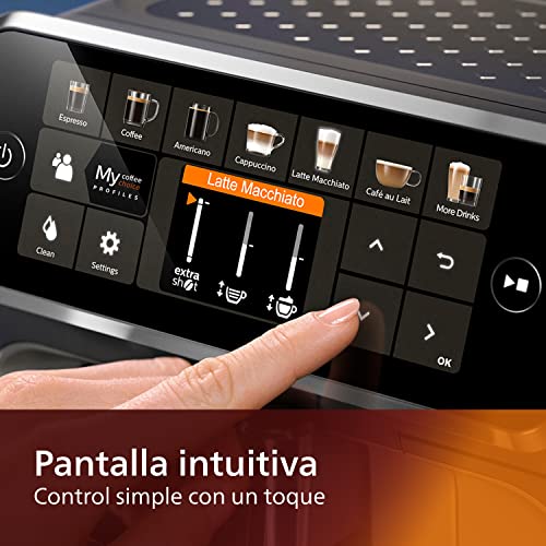 Philips Serie 5400 Cafetera Superautomática - Sistema de Leche LatteGo, 12 Variedades de Café, Pantalla Intuitiva, 4… - Imagen 5