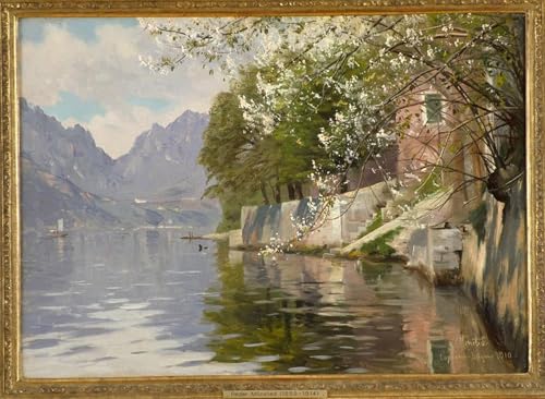 Tableau lac de Lugano Peder Monsted pour sublimer vos murs et illuminer un intérieur sombre