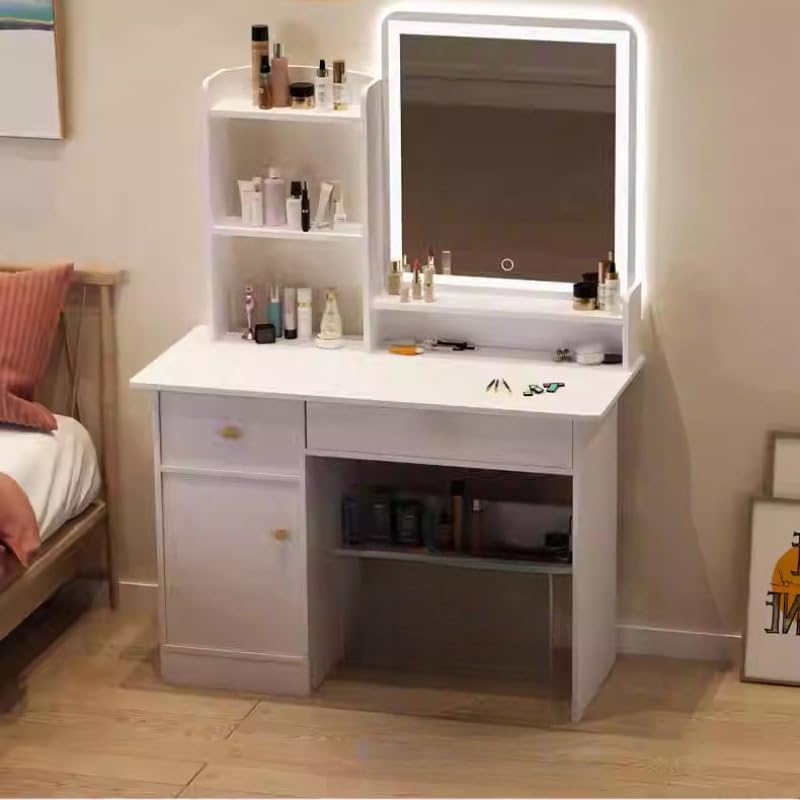 80cm dressing table with LED, a modern and simple small dressing table for the bedroom, a multi-functional dressing table