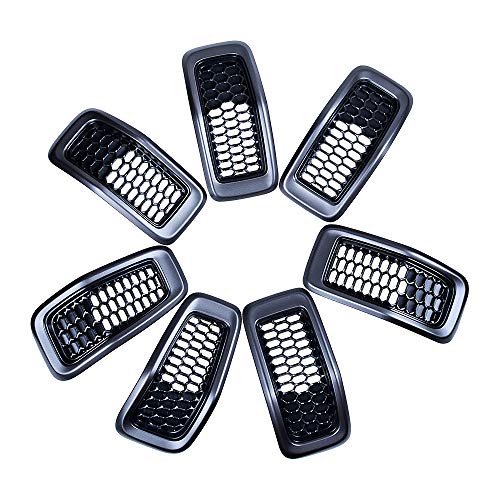 Image of AMOPA Set 7pcs Front Grille Grill Inserts Honeycomb Mesh for 2014 2015 2016 2017 2018 Jeep Cherokee