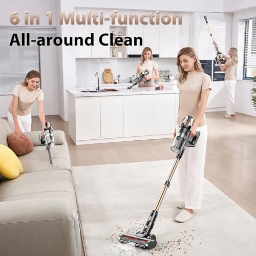 Image of Tikom V850 Cordless Vacuum Cleaner for Home, 50000Pa /550W 70Mins Stick Vacuum with LED Touch Screen, 1.8L Dust Cup, Charging Wall Dock, Anti-Tangle, Lightweight Vacuum for Pet Hair, Hard Floor, Carpet