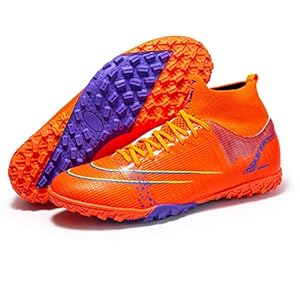 Jeugdvoetbalschoenen,Casual Hoog Vetersluiting Voetbalschoenen Voor Kinderen,Ademend Antislip TF Indoor Voetbalschoenen,Stel,voor Wedstrijd/Atletiek (Color : Red, Size : 34 EU)