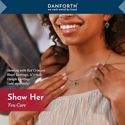 DANFORTH “Heart/Red” Pewter Necklace, Sophisticated Pewter & Red Heart Necklace for Women, Elegant Boho Jewelry, Box Chain Sterling Silver, 18”, Made In USA2