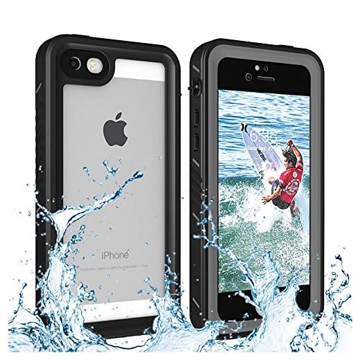 Re-sport iPhone 5/5S Waterproof Case, Shockproof Dustproof Full-Sealed Protective Underwater Phone Case Cover with IP68 Certificated Compatible with iPhone 5 5S SE 2016 (Black)